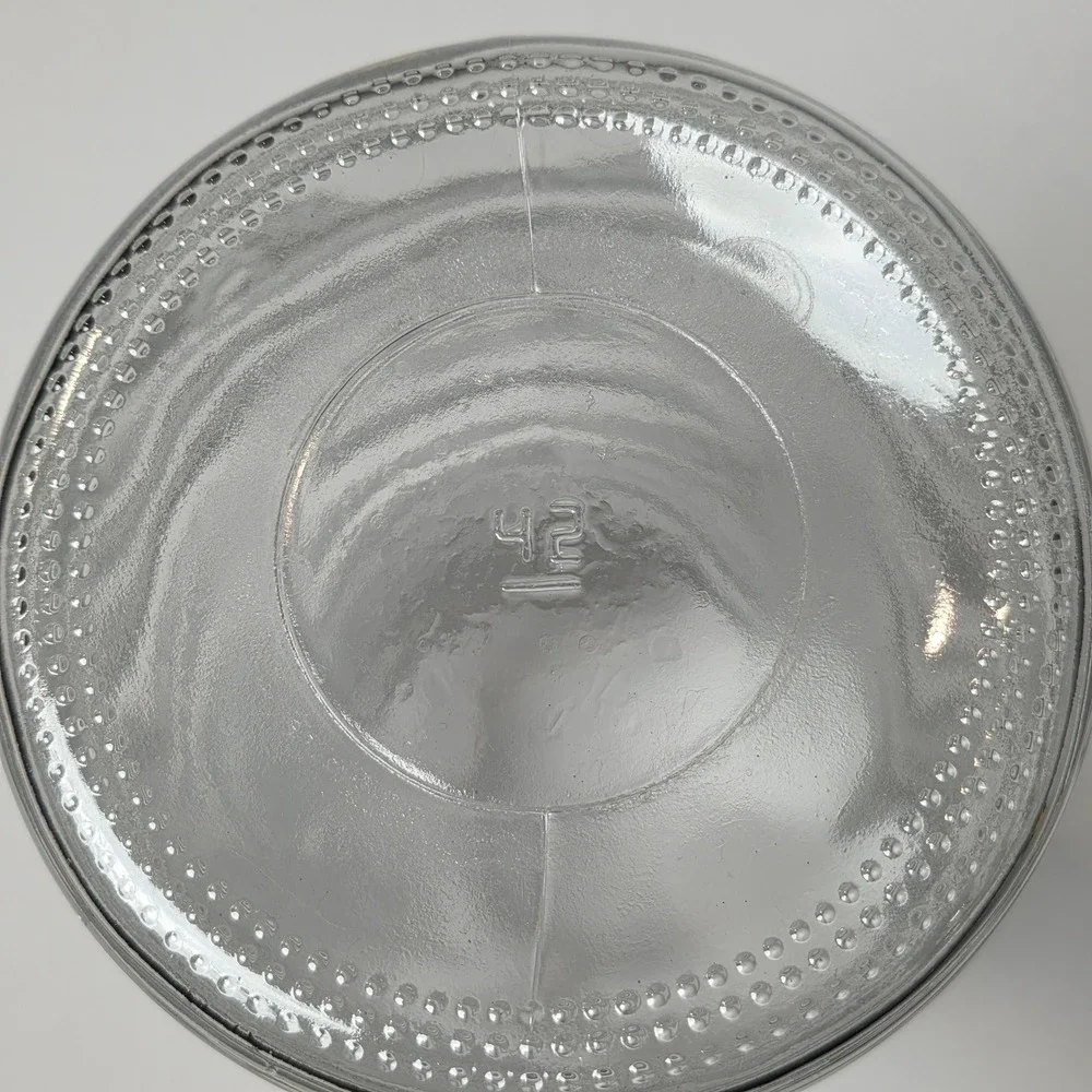 Vintage MCM Clear Ribbed Glass Vase Textured Banding‎ 9.75 Inch Marked 42